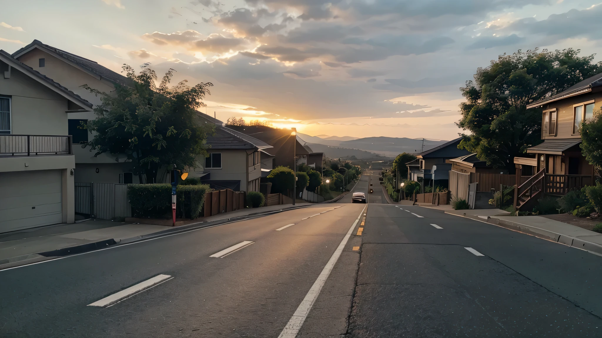 Valey Mountain Sunset Street vendo de lado