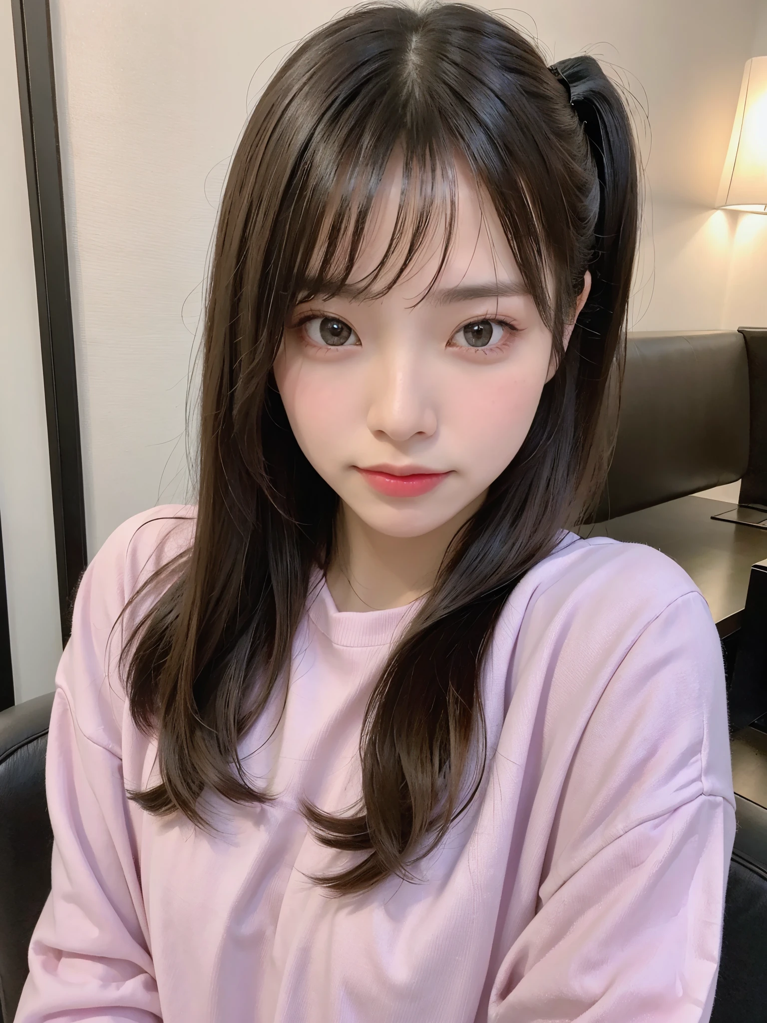 highest quality、8K、ultra high resolution、Super detailed face and eyes、Highly detailed face and skin texture、glowing skin、shiny skin、master piece:1.3、1 girl、A beautiful woman with slim abs as an accent、super detail face、delicate eyes、double eyelid、full shot、ponytail、短めponytail、20-year-old、brown hair、A sloppy smile、An embarrassed face、long sleeve、jeans、Erotic、Eroticチック、sexy、sexyポーズ、Bewitching、butt、Shooting from the side of the whole body、View from behind、city