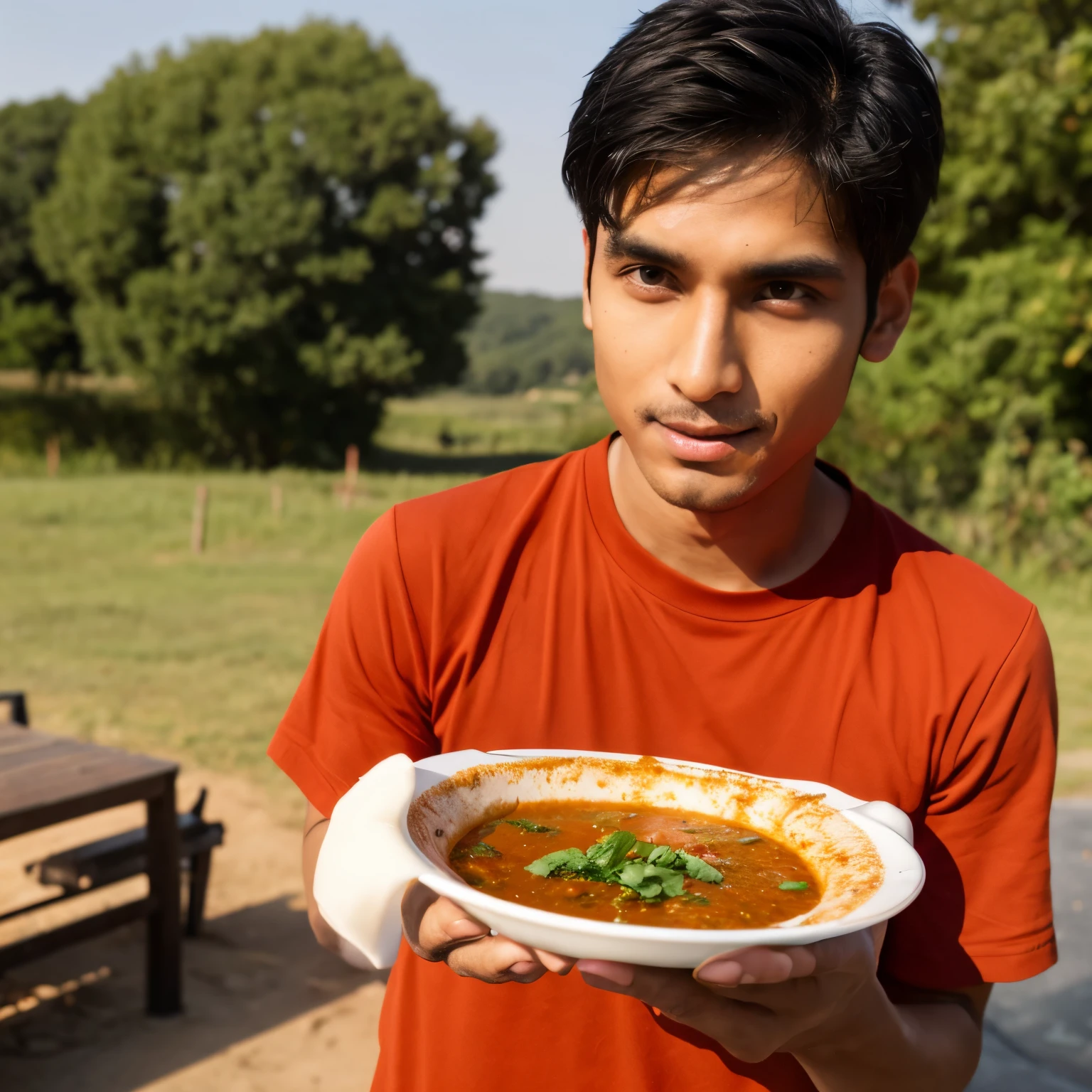 Mysterious Indian man with curry