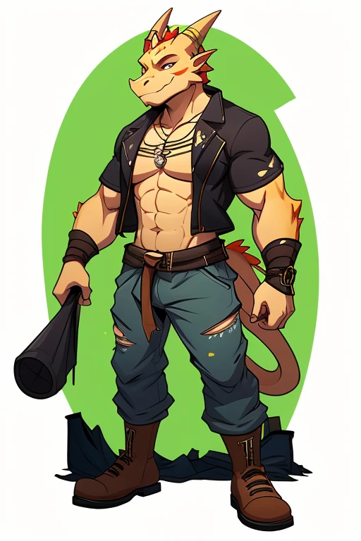 hi-res, good graphics, great anatomy, anatomically corect, digital art, detailed body. Character design, Character Sheet, Character: Nixo, Age: 26, Male, Race/Species: Anthro Dragon, Clothing: Torn clothes, Occupation: Trash collector/Shopkeeper, Living in: the sewers. Cartoon style, cartoon-ish, anime
