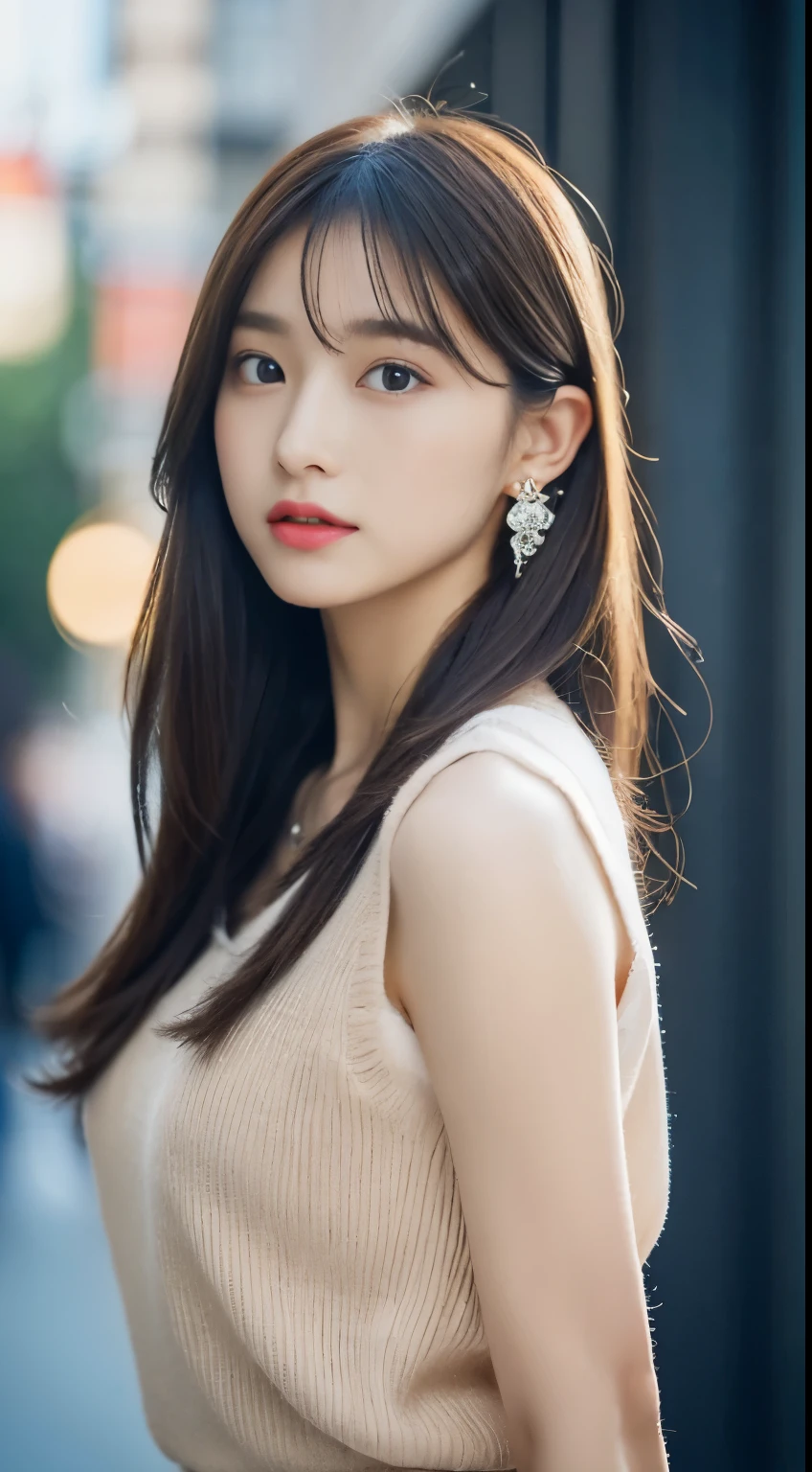 (((32K,very high resolution, high detail, very accurate,傑作girl1))),RAW photo & realistic atmosphere,beautiful dark blue eyes,detailed mouth,glossy lips,fine eyebrows,Soft white skin that shines in every detail,,detailed eyes、Very beautiful eyes with deep blue eyes,detailed lips、very beautiful face,very well-shaped face、lifelike face,glossy beautiful lips,beautiful eyebrows,infinite reality,best design,(Insanely cute sober Japan 17-year-old high school girl,toned body,thighs thighs thighs,thin legs,Beautifully shaped breasts,とても可愛い美girlです,girl:1.5),best natural makeup,japanese id,korean idol,Young sensual idol,Moist eyes,dark beautiful eyes,beautiful butt,beautiful feet,,camel's foot,:1.3),Super high resolution、,natural and realistic face,Backlight,Her pure eyes are too cute,(((photorealism,Take a full body photo))),,reality live action,(Earrings that look fashionable,,necklace,bracelet,gyuru,shiny nail art,Clothes like a girl,,Girlish clothes,,Dress up elegantly and cutely,Tailored jacket,Ruffled Inner Blouse Beautiful Draped Skirt,Beautiful fashionable girl with little exposure,Light Brown Fluffy Perm Medium Hair,solo,upon,chew a little,Full body Esbian:1.7),Night in Shibuya(turned around:1.5)