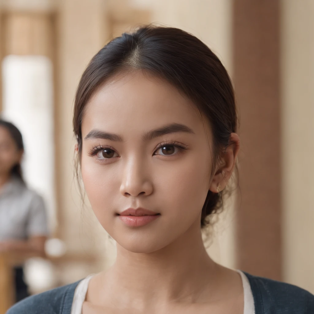 close up thai girl big ass, can see clearly nice pussy with camel toe pussy, soaking with sweat, in classroom, high detail, warm light, 8k