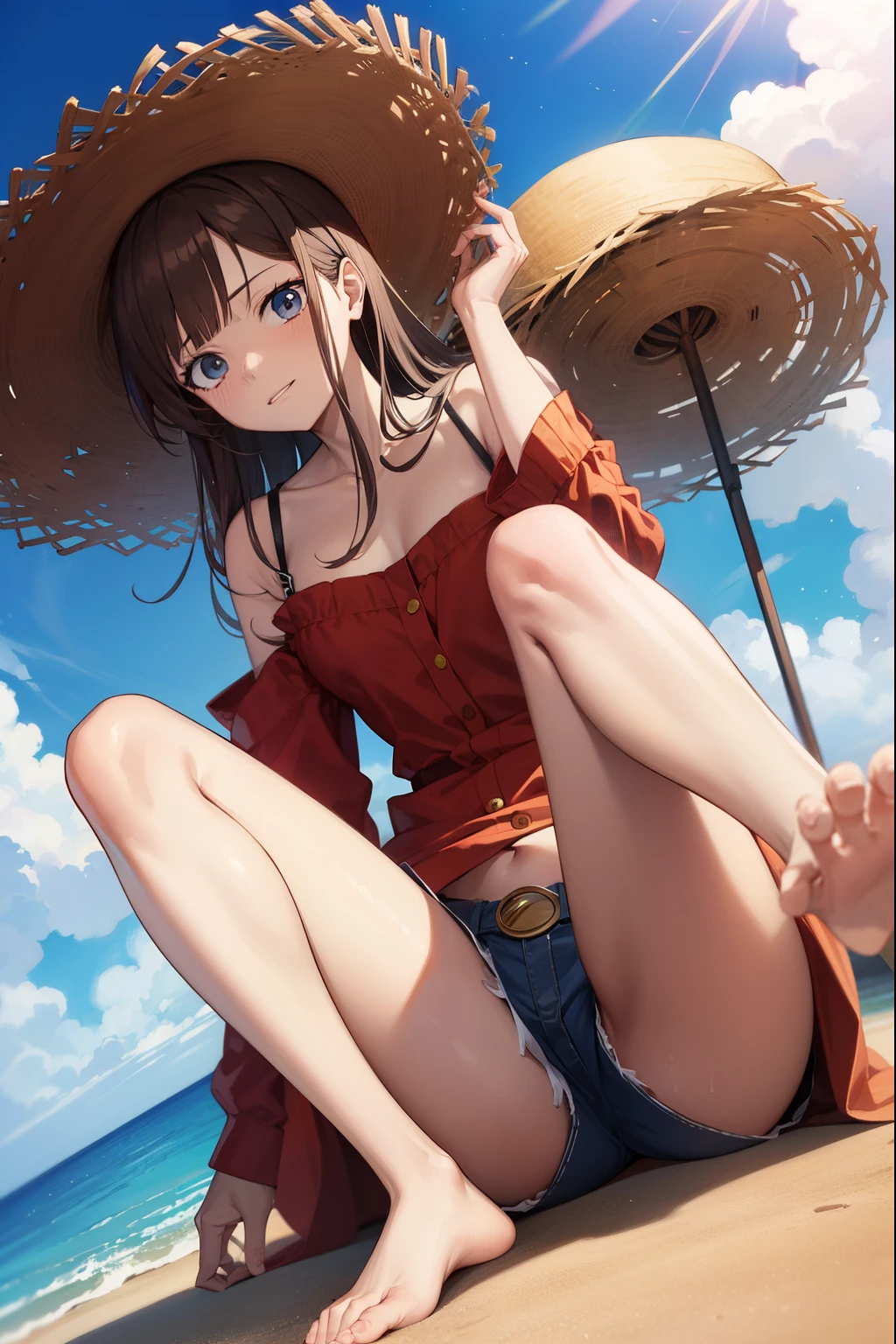 Anime One Piece The character is Straw Hat Luffy.