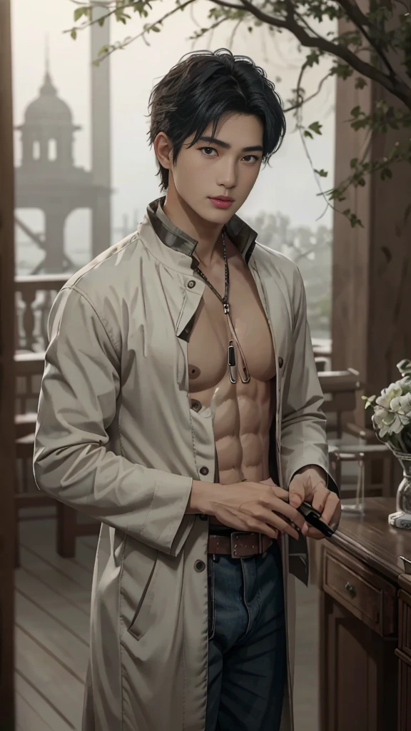 1 person, 美丽的眼睛和details on face, Masterpiece, best quality best, (model) Hot skin, Masterpiece, best quality, The most handsome man in the world......, perfect body, beautiful model, Attractive men bring beauty between the ages of 18-24......,  evening sea, summer, tree ,  sky, strong, Handsome young man reveals his chest muscles, upper leg，White and clear all over)), (Focus Man),  smile, very cute., Cool Poses, แสงที่beautifulงาม, figureถ่ายเต็มตัว, figureถ่ายเต็มตัว, Baby Face, figure, High and slender, figureร่างแน่น, draw , Baby Face, KHD, Skin color looks natural....., gentle light, which is very detailed,  การถ่ายภาพof, Sensitive skin, real person, realistic, Lens, Mario Maurer, details on face, Maximum magnification, realistic exaggeration, movie light, long focus, Finely detailed lighting elements, Highly detailed, Highly detailed, การdrawภาพดิจิตอล, art station , concept art, Smooth focus, sharp, Enlightenment, Unreal5 engine, 8ก, art：Ross Tran、Greg Rutkowski and Alphonse mucha, 超KHD, 8ก, Exhibited for men only .8ก. Ultra HD, SLR camera, low beam, High quality, movie light grain, Fujimovie light XT3, fan, Version 2, totally naked, ((Genital disclosure)),((penis)),beautiful penis,Masterpiece,Very detailed CG unity 8k wallpaper..,เด็กชาย 1 person, beautiful, realistic, fog, fog_background, fog_ahead, branch, blue_hair, chairs, depth_of_field, flower, nose, realistic, alone, Just can&#39;t.&#39;Didn&#39;t wear anything.., totally naked,หันหัวofคุณ,hairblue,