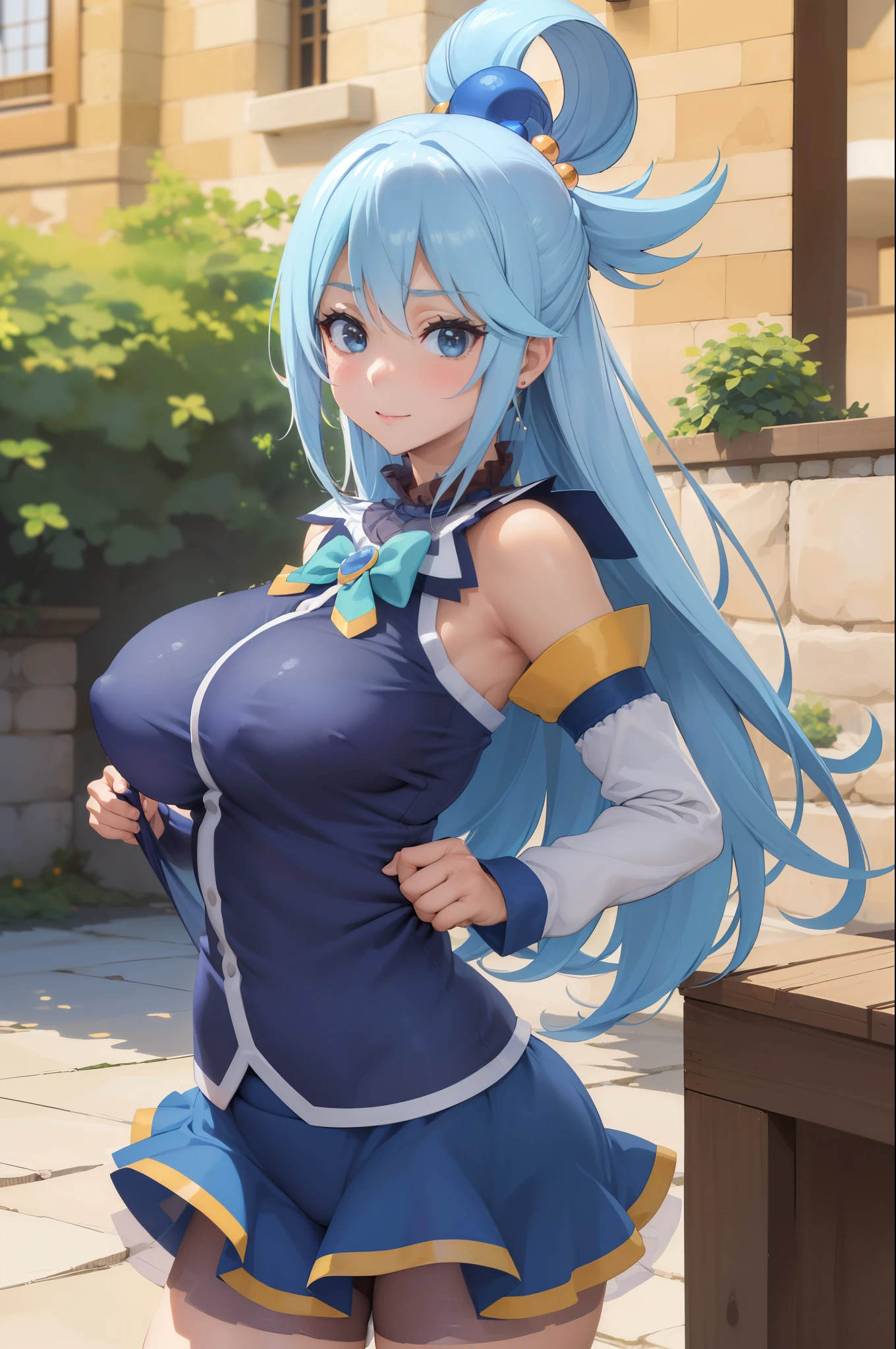 ((La mejor calidad)), ((Obra maestra)), (muy Detallado), alta resolucion, Cara perfecta, sexy, atractiva, ((8k)), tetas grandes, mejor iluminacion, ultra HD, 1920x1080, Aqua Konosuba