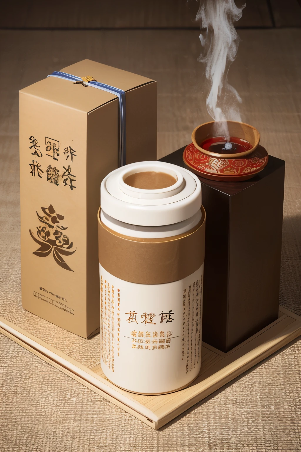 Milk tea-style design packaging for Chinese herbal tea. The packaging pattern highlights the elements of traditional Chinese medicine and Chinese cultural elements. The top is matched with an incense bag that absorbs heat and dissipates odor.