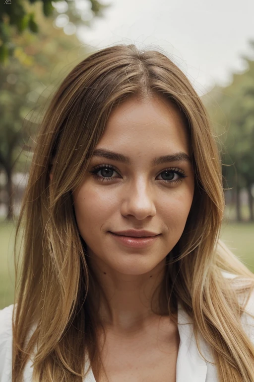 A 23-year-old blonde woman, ((pechos grandes)), ((hiperrealismo)) ,. blonde hair with light brown roots. cabello rubio, Hair with brown roots, cabello extra largo, cabello muy largo, Cabello muy largo, hermoso, perfil, Foto tomada de perfil con iPhone 15 pro, alta calidad, ojos verdes, labios carnosos, fondo sesenfocado, sonriendo, jaquet, extremadamente detallado, invierno, frio