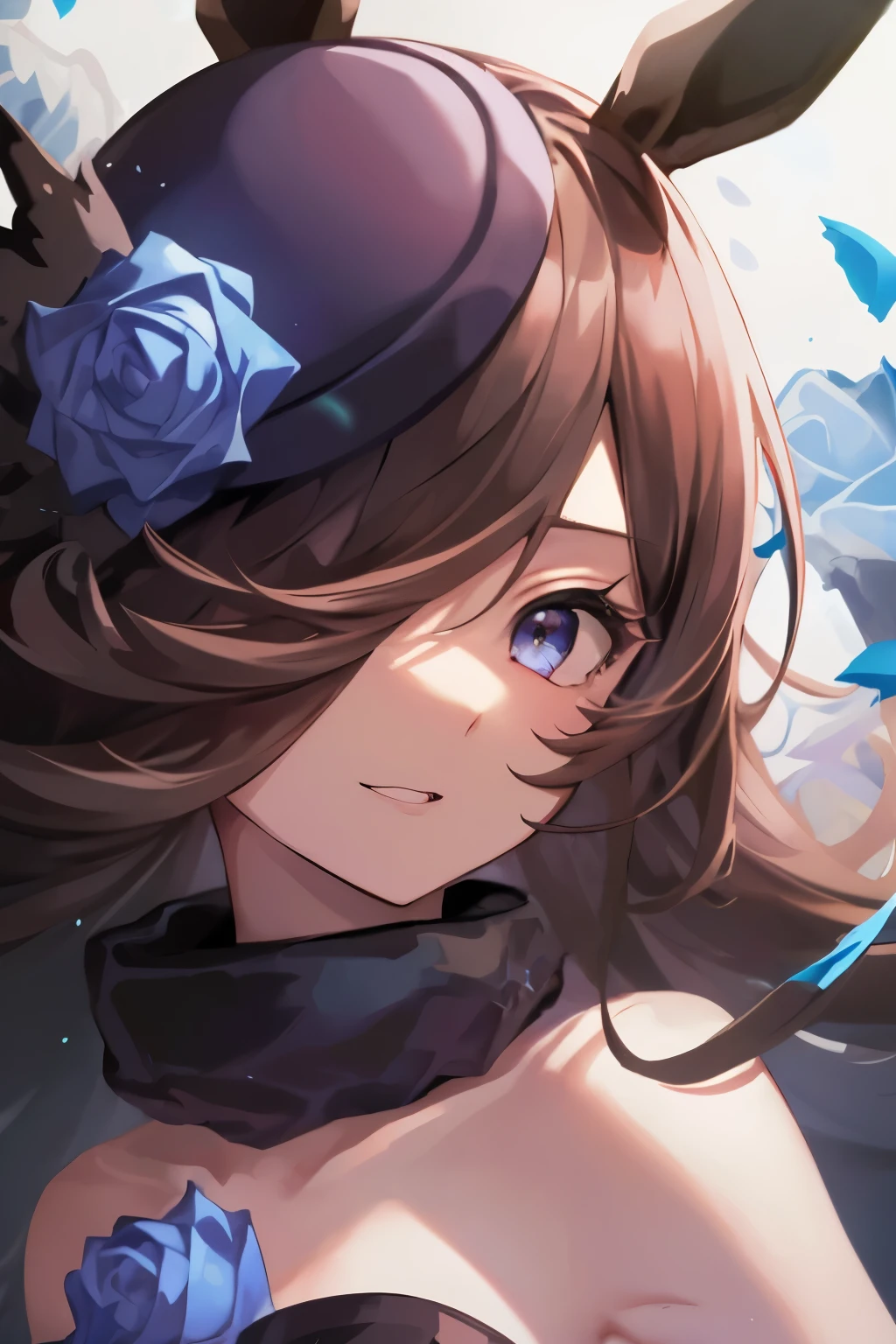 (table top.highest quality).(dynamic angle). (CG painting with very impressive details),(perfect image)、comic strip.figure.1 girl.detailed face、perfect face.delicate face、girl wearing a delicate uniform、rough skin、black hair.length、(Umamimi girl)Umamimi girl、((beautiful blue eyes)).delicate and beautiful eyes、detailed eyes、Reflected eyes、smile.(look at the viewer:1.3).(face is a little red:0.8)、8k wallpaper、cowboy shot、reflected light、most detailed、Complex、delicate background、rough skin、fine skin、(super resolution)、wearing a uniform