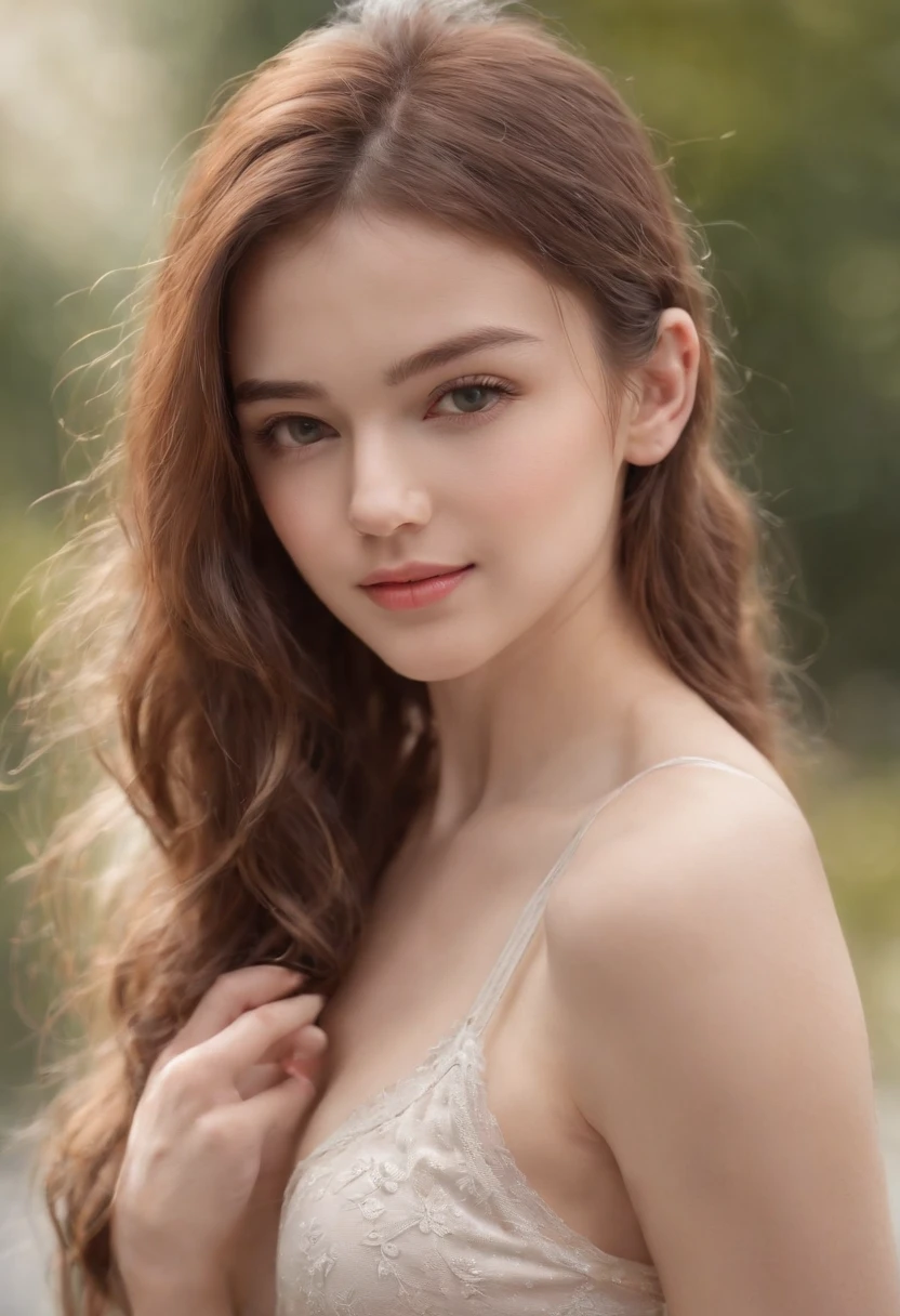 (8k, RAW photo, best quality, masterpiece:1.2), Hight detail TAW colour photo, professional photograph, (realistic, photo-realistic:1.37), ((best quality)), cinematic light, (finely detailed face:1.2), (masterpiece:1.5), (best quality:1.2), (bokeh:1.2), 35mm:1.25, wide angle, high angle:1.2, glamour shot, portrait photo, shot from her top front or side or back,close up:1.2, 1 girl, 19-year-old athlete, solo, white skin, cute, (Full body1.15),detailed skin texture, glistening skin, detailed beautiful and delicate face:1.3, athletic sportswear, padded Crop Top, big natural breast, narrow waist, detailed hair with bangs, detailed long messy hair:1.3, random hairstyle, Smiling:1.2, she feels hot and sweating, workout in the gym room,