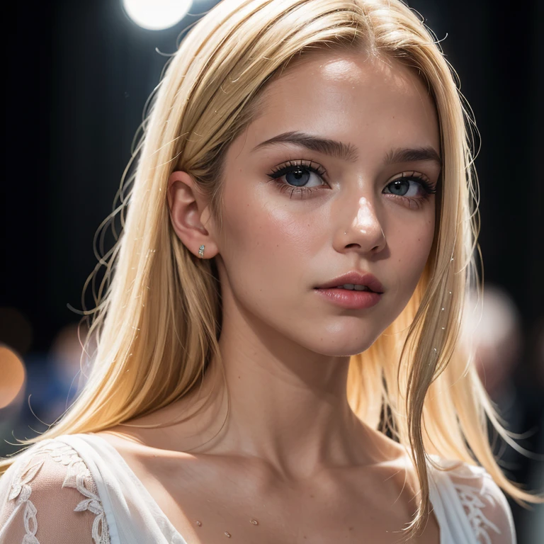 a beautiful blonde woman, detailed eyes, beautiful detailed lips, perfect body proportion, extremely detailed face, long eyelashes, elegant white shirt, black short skirt, cinematic lighting, warm color tones, highly detailed, photorealistic, 8k, best quality, masterpiece