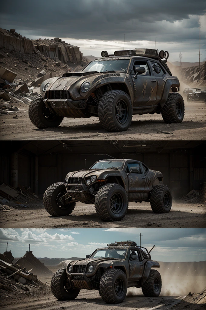 The Ravager MK-IX is a post-apocalyptic motorcycle with a menacing presence that embodies the gritty, rugged style of Mad Max: Fury Road. It combines the raw power of a traditional motorcycle with a formidable machine attachment, designed to strike fear into the hearts of wasteland raiders, Design, Concept art