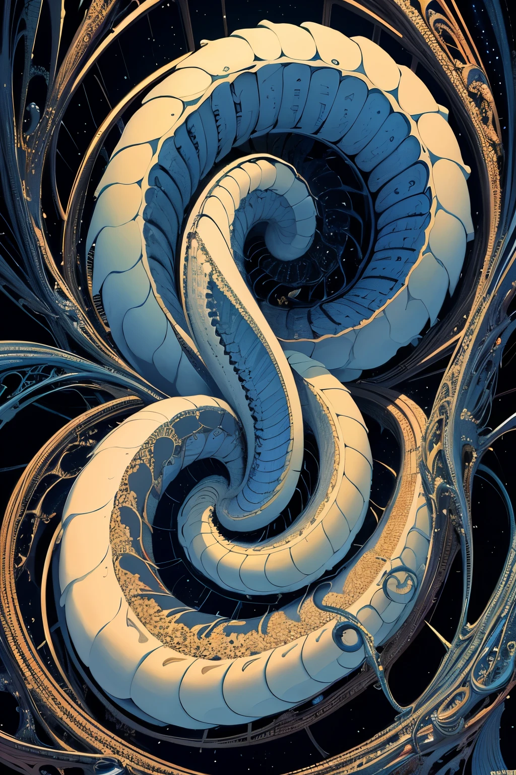 masterpiece, no people top quality, best quality, official art, beautiful and aesthetic:1.2), extreme detailed,(fractal art:1.3),colorful,highest detailed, (spiral:1.4), DNA