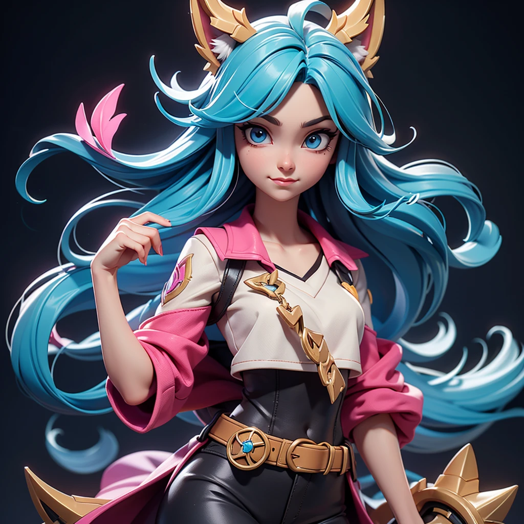 Q version of League of Legends Ahri figure on stage, middle distance