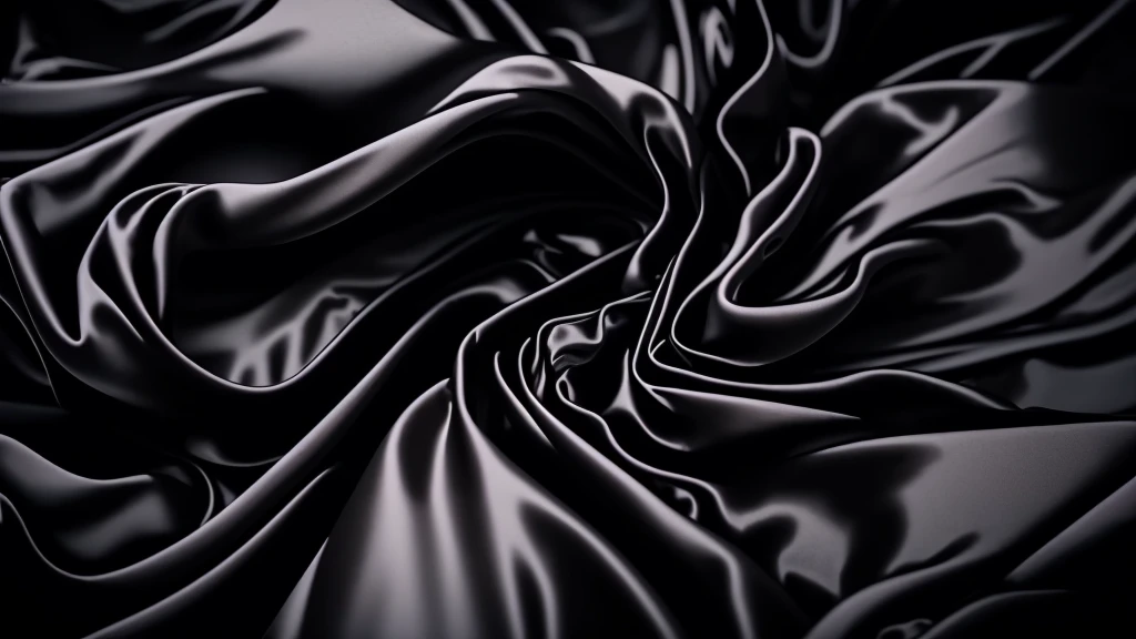 a close up of a black flowing fabric, (((beautiful black silk fabric simulation flowing in the wind with beautiful lighting in a black background))), highly detail. octane render, octane render sharp focus, smooth render, rendered in houdini, smooth surface render, sharp edges. octane render, silk flowing in wind, houdini fluid simulation, flowing realistic fabric, exquisite and smooth detail, (((black background)))
