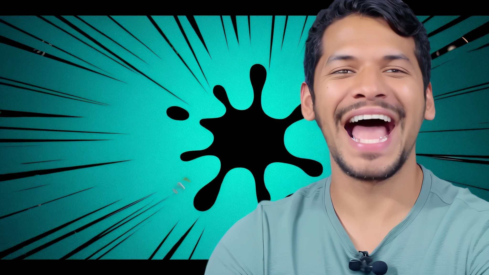 arafed man with open mouth and mouth wide open in front of a green background, youtube thumbnail, brown skin man with a giant grin, laughter and screaming face, drooling ferrofluid. dslr, laughing hysterically, intense screaming expression, insane crazy laugh, drooling ferrofluid, motion graphic, youtube video screenshot, he is screaming, screaming at the camera