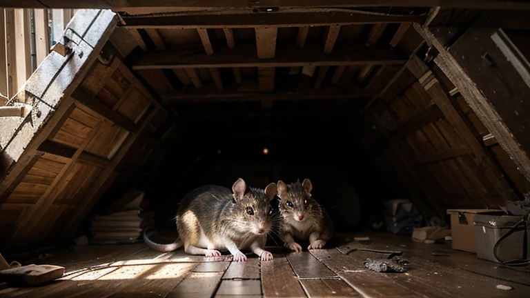 Depict the suspenseful scene under the floor of the house as the city rat and the field mouse hide from the approaching humans. Convey the fear and tension as they narrowly escape being caught. Emphasize the cramped quarters and the makeshift sanctuary.