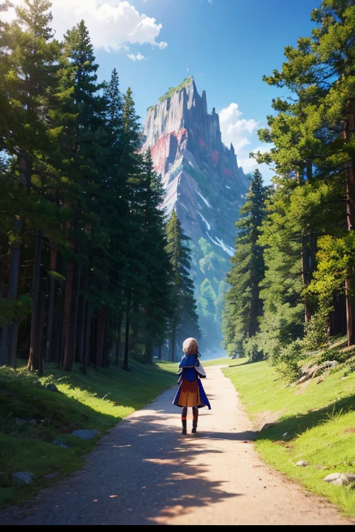 anime character standing on wooden floor in front of a mountain, anime style, foliage, popular isekai anime, SAO style anime, aromatic, isekai, still from anime series, Megumin from Konosuba, anime screenshot, anime screen capture, anime scene, anime movie screenshot,