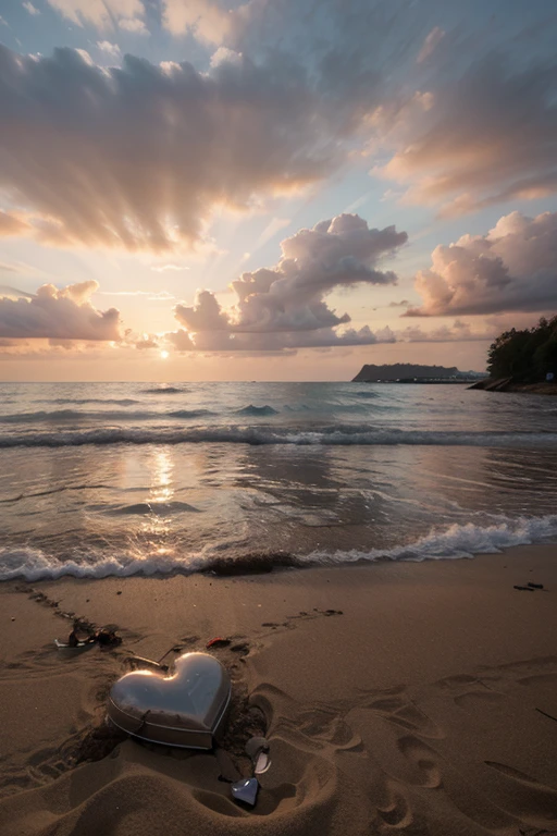 Beautiful heart , broken ,czerwone , sunset