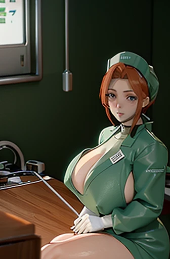 ,nurse uniform,hospital, latex nurse suit,nurses,busty,elbow gloves,labcoat,ginger hair woman,green eyes , gigantic ,medical instruments,asian nurse,two nurses,speculum,examination room,oversize , ,big ass ,strap on, lay on table ,legs spreaded,giving birth,gyno chair , dentist,Milf,latex,dark green uniform