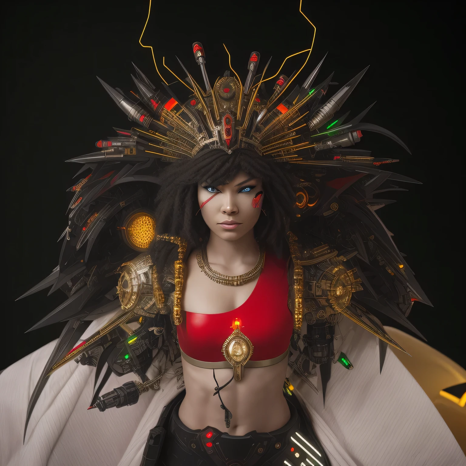 Cyborg Queen if the future with a red lazer left eye, 4K real life