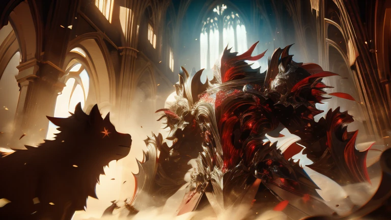 (best quality), (high detail), an epic battle between the forces of light and dark, HDR, 4K, 3D