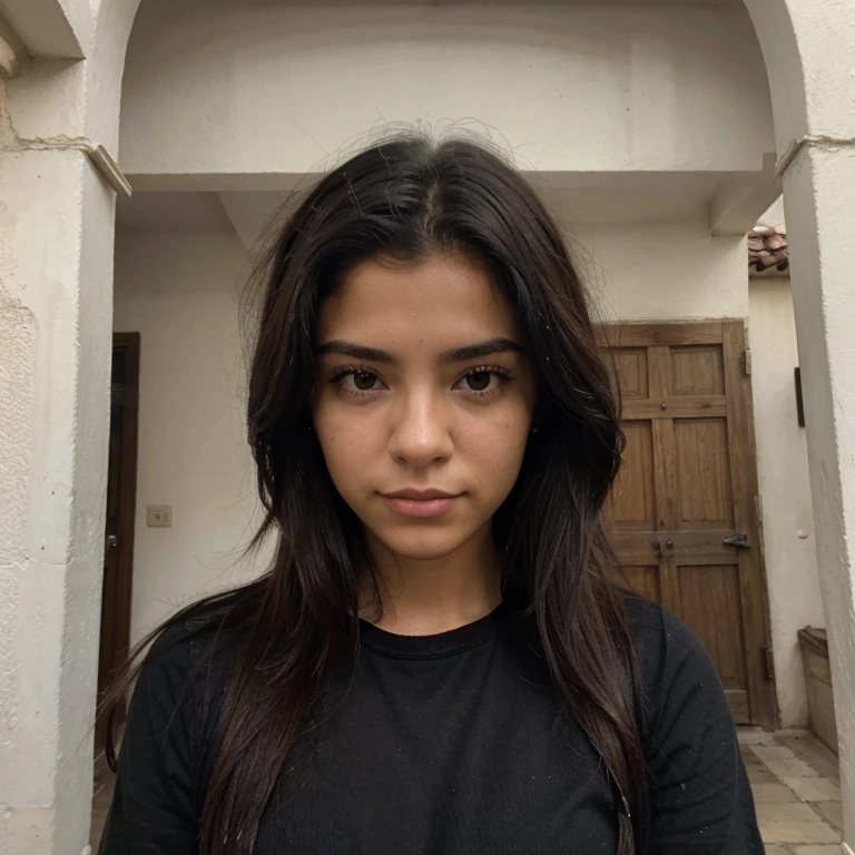 Obra maestra, chica joven, guapa, pelo negro, pelo largo, ojos azules, pecho grande, selfie