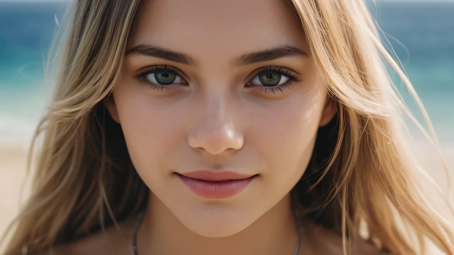close-up shot of face, spoon, (Small bandeau bikini), Soft Big, smile, Beautiful European models, tropical beach, sunlight, 1 beautiful faceを持つ女の子, Photographer 1.4), (full body portrait: 1.4),Raw UHD Portrait Photography, become familiar with (texture!, hair!, shine, color!!, defect: 1.1), highly become familiar with glowing eyes, specular light, Digital single-lens reflex camera, extreme quality, sharp focus, sharp, degrees of freedom, film grain, (Centered), Fujifilm XT3, crystal clear, center of frame, beautiful face, sharp focus, Bokeh, private key, intricate eye details