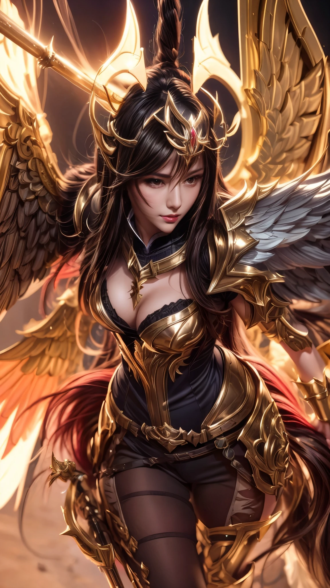 a woman in armor with a sword and wings, ahri, portrait of ahri, style artgerm, ig model | artgerm, extremely detailed artgerm, trending artgerm, irelia, artgerm style, league of legends character, as seen on artgerm, artgerm detailed