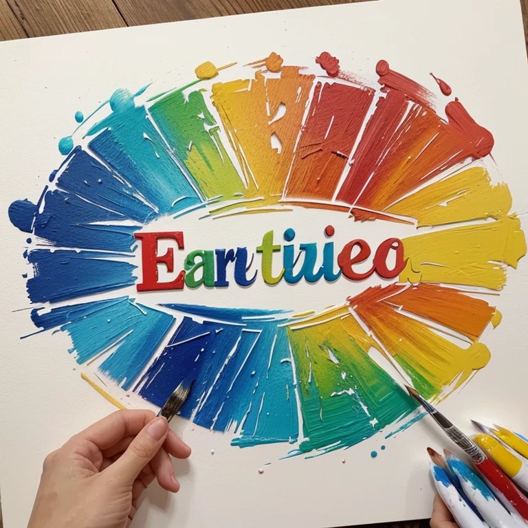 Carina ART texto logo para empresa de arte,bote de pintura,paint,paleta de colores,craft,manualidades