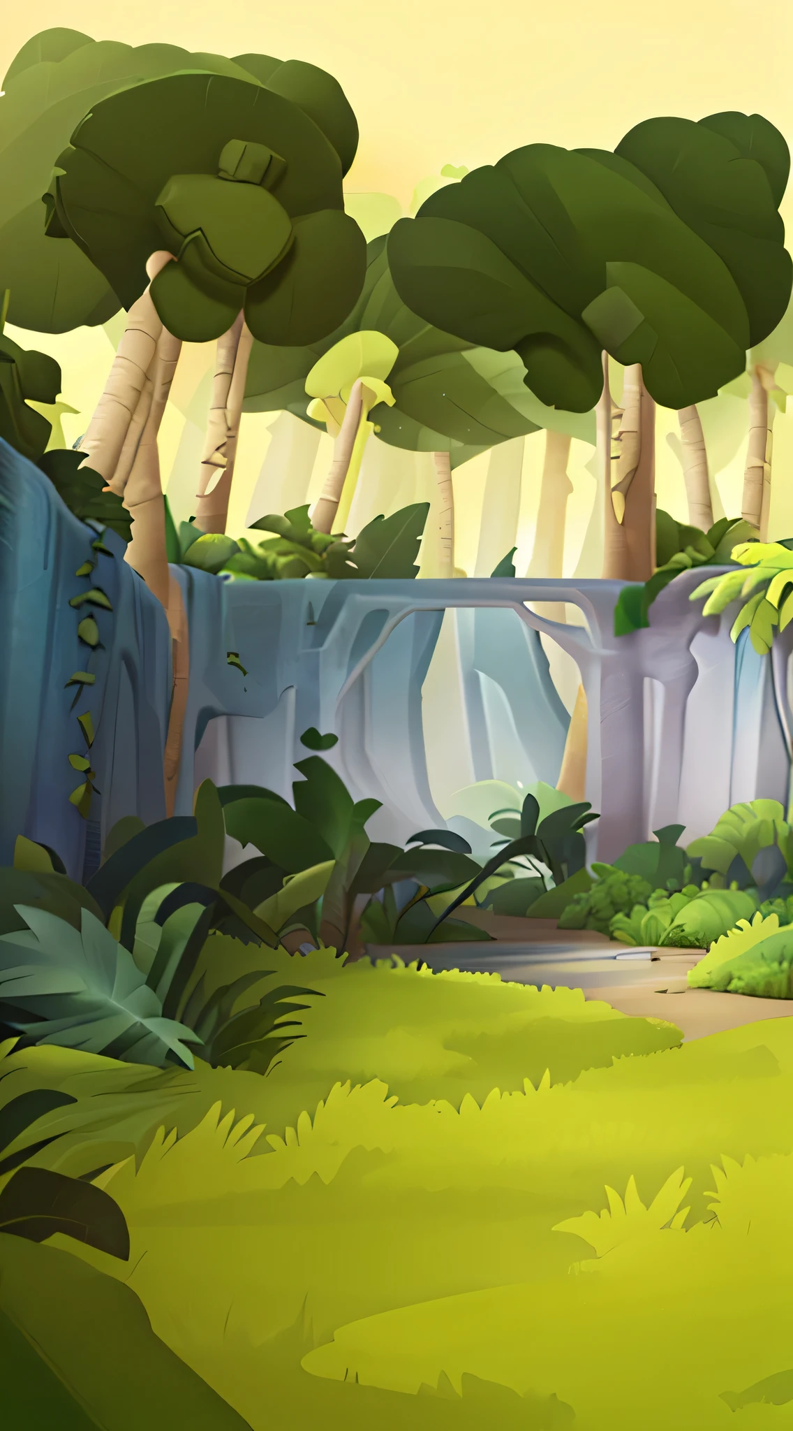 there is a cartoon picture, background art, random background scene, rocky environment, 2 d game environment design, jungle environment, background artwork, disney 2d animation still, art nouveau jungle environment, background jungle, concept art for a video game, scene inside forest, environment design, environment art, scenery game concept art, environment concept