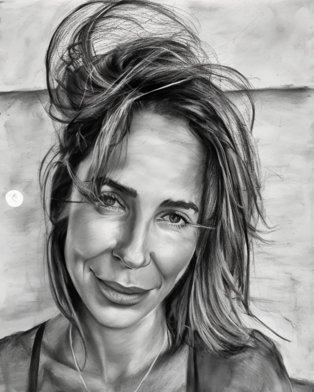 desenho de uma mulher com um grande sorriso no rosto, caricatura!!!, self - retrato!!!!, artist sketch, inspirado em Nil Gleyen, retrato!!!!!!, ((retrato)), de arte, charcoal retrato, Pencil and charcoal, realistic sketch, art sketch, Admirador de arte, Charcoal sketch, retrato, a pencil drawing, by Géza Udvary