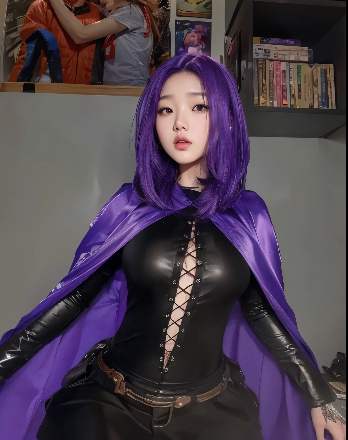 Wonyoung from IVE face, foto realista, ultra HD, 8k, big juicy lips and big 