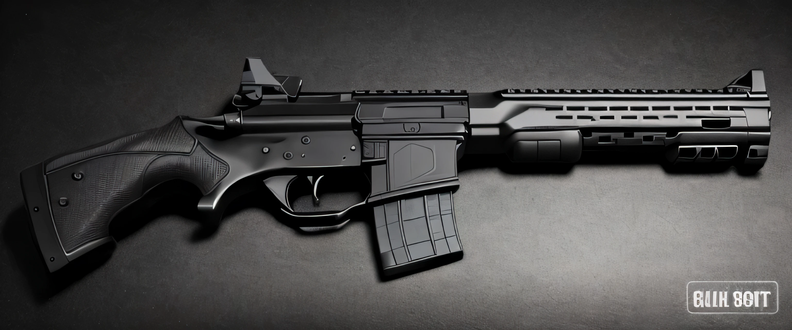 Generate an image of an IWI tavor firearm on a black background