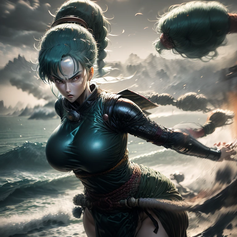 Picture Prompt: Bulma, Ronin Samurai, Big Tits
(Anime-inspired, energy ball, sci-fi vehicle, dragon balls, Bulma, Ronin Samurai, curvaceous figure, big tits, battle-ready, Japanese culture, sword in hand, armored, traditional samurai attire, dynamic lighting, high contrast, full-body shot, gleaming armor, determined expression, eye-catching, battle scene, intense focus, sharp edges, detailed fabric, expressive eyes, realistic pupils, long black hair, wild, flowing, windswept, adventurous spirit)
Bulma, the curvaceous anime heroine,