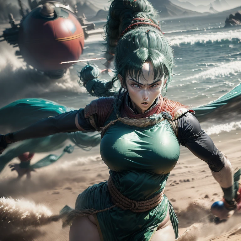 Picture Prompt: Bulma, Ronin Samurai, Big Tits
(Anime-inspired, energy ball, sci-fi vehicle, dragon balls, Bulma, Ronin Samurai, curvaceous figure, big tits, battle-ready, Japanese culture, sword in hand, armored, traditional samurai attire, dynamic lighting, high contrast, full-body shot, gleaming armor, determined expression, eye-catching, battle scene, intense focus, sharp edges, detailed fabric, expressive eyes, realistic pupils, long black hair, wild, flowing, windswept, adventurous spirit)
Bulma, the curvaceous anime heroine,