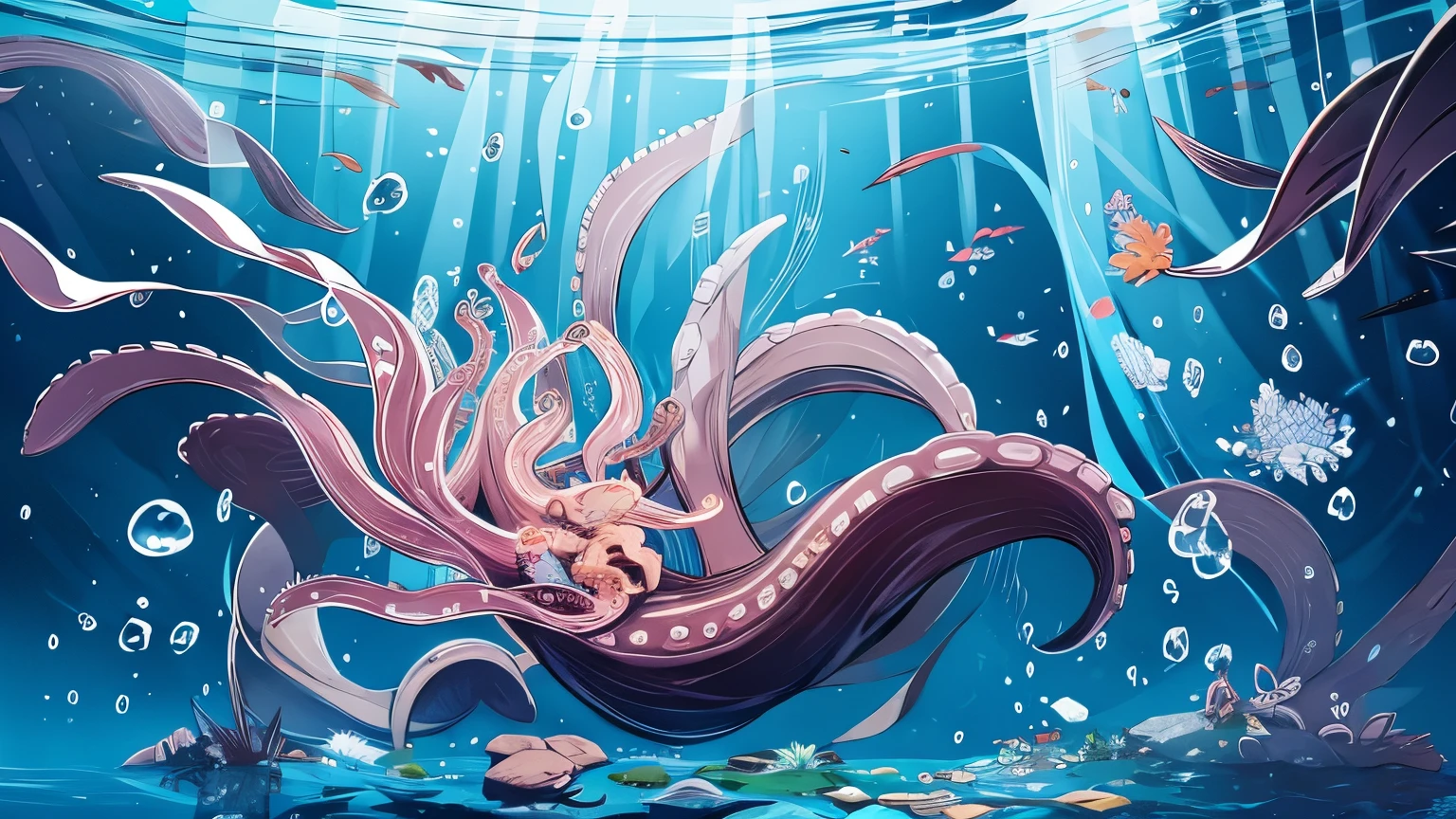 an a octopus breaking a aquarium glass