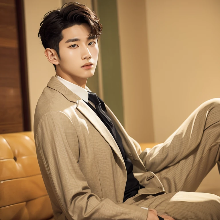 A handsome korean young guy. Masculine looks comfortable