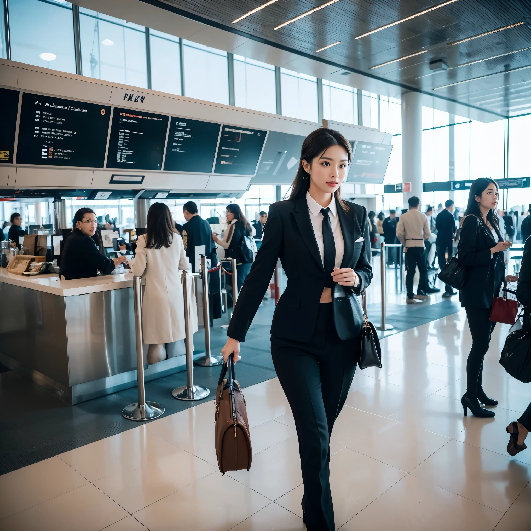 Certainly! Here's another prompt for you:
"Imagine a bustling airport terminal filled with travelers from all walks of life. Among the crowd stands a stunning flight attendant named Sophia, wearing a chic and form-fitting uniform that exudes confidence. As she goes about her duties, delve into her interactions with passengers, the stories that unfold, and the unexpected connections she forms along the way. Explore the excitement, challenges, and human connections that define Sophia's journey through the fast-paced world of aviation."