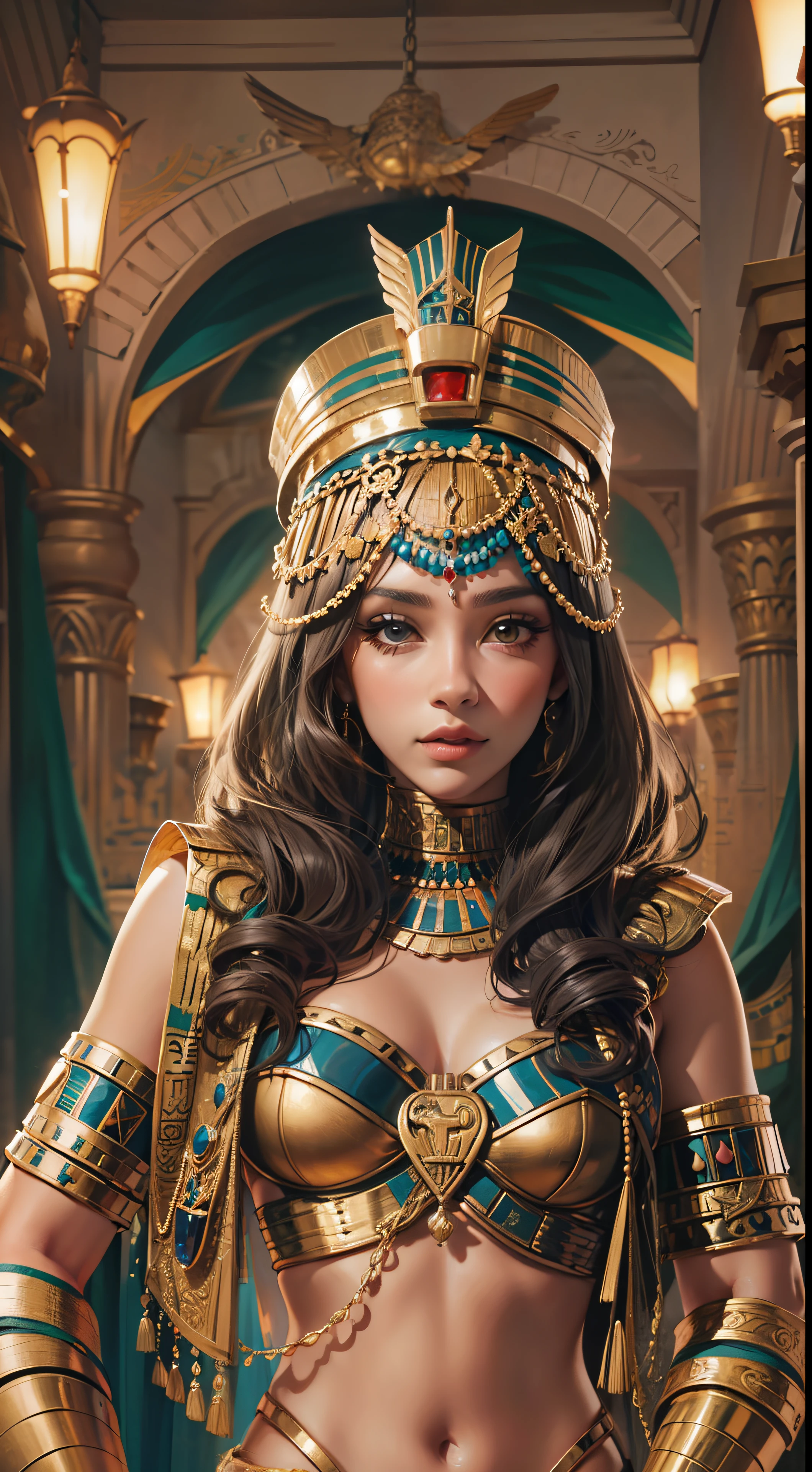 Beautiful woman in insanely intricate Egyptian queen Outfit