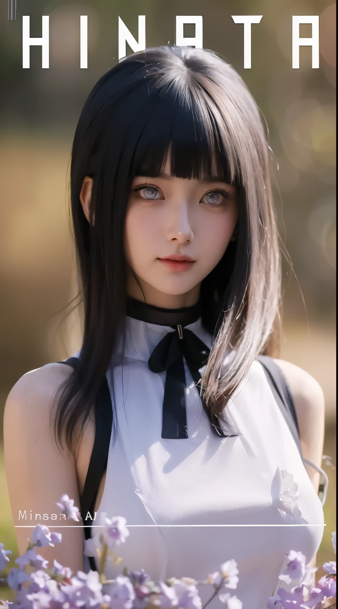 Best Quality, Masterpiece, Ultra High Resolution, (Realistic: 1.4), Original Photo, Side Light, Fine Beautiful Eyes: 1.2, Masterpiece* Portrait, Realism, 1 Girl, Ultra Detailed , perfeck ,Hinata Hyuga ,photo realistic,anime realistic,realisticstayl, in Boruto anime, short hair,, smile, beautiful, sexy body, sexy clothes, wearing red glasses, very big breasts, realistic clothes, detailed clothes, outdoor background, very detailed, character realistic, beautiful blushing face, beautiful teenager, cute face, perfect, glowing skin,