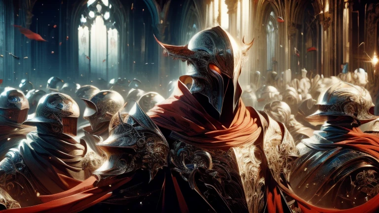 (best quality), (high detail), an epic battle between the forces of light and dark, HDR, 4K, 3D