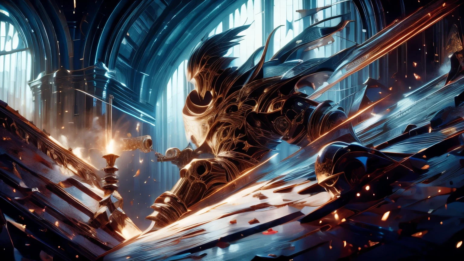 (best quality), (high detail), an epic battle between the forces of light and dark, HDR, 4K, 3D