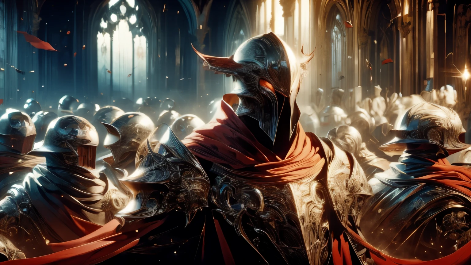 (best quality), (high detail), an epic battle between the forces of light and dark, HDR, 4K, 3D