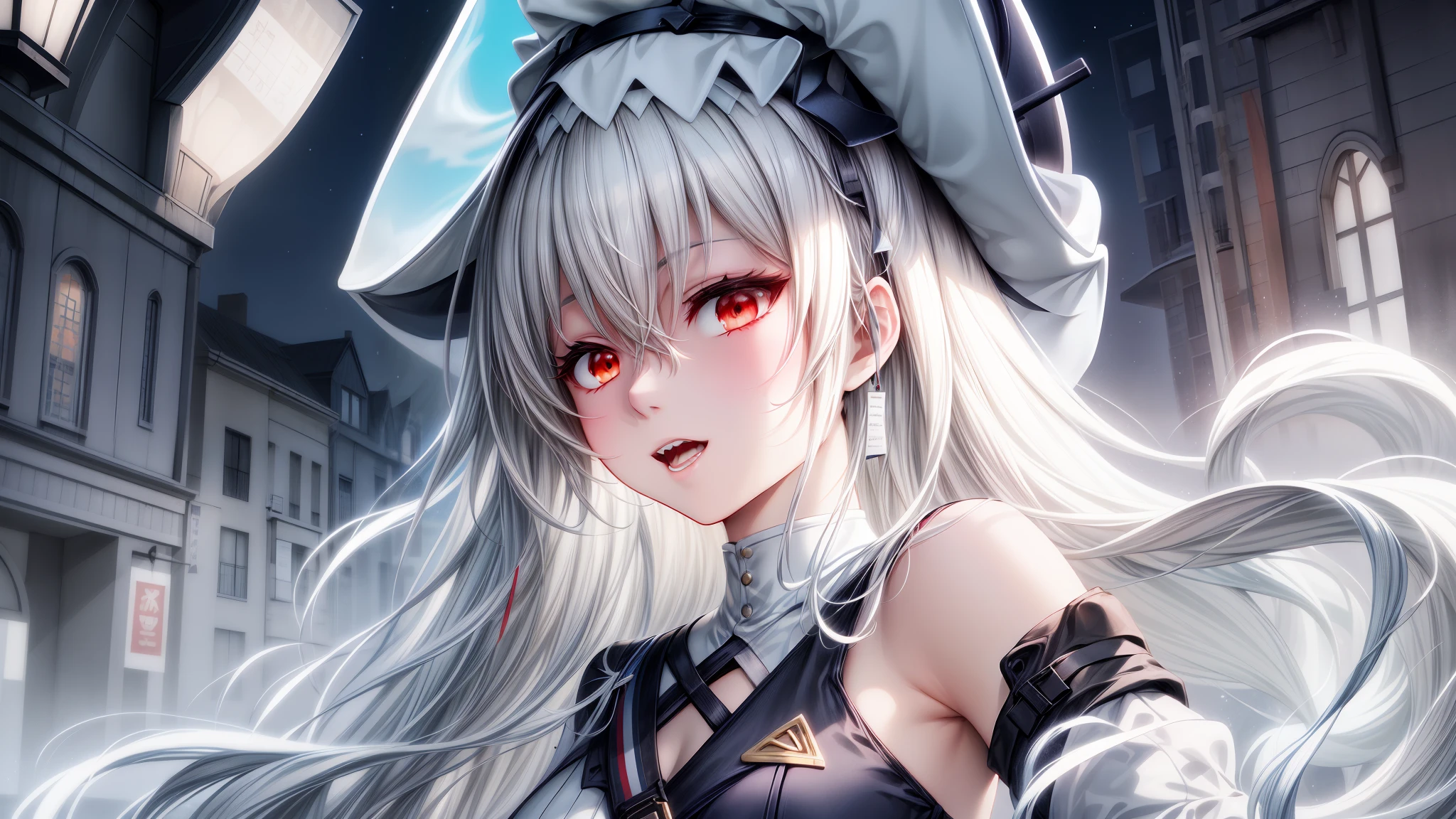 chica anime con pelo largo blanco y ojos azules en una ciudad, detailed arte animado digital, chica con pelo blanco, guweiz en pixiv artstation, guweiz en artstation pixiv, estilo anime 4k, tendencia en artstation pixiv, arte detallado del personaje de anime, arte animado digital, Fondo de pantalla de arte anime 4k, Fondo de pantalla de arte anime 4K