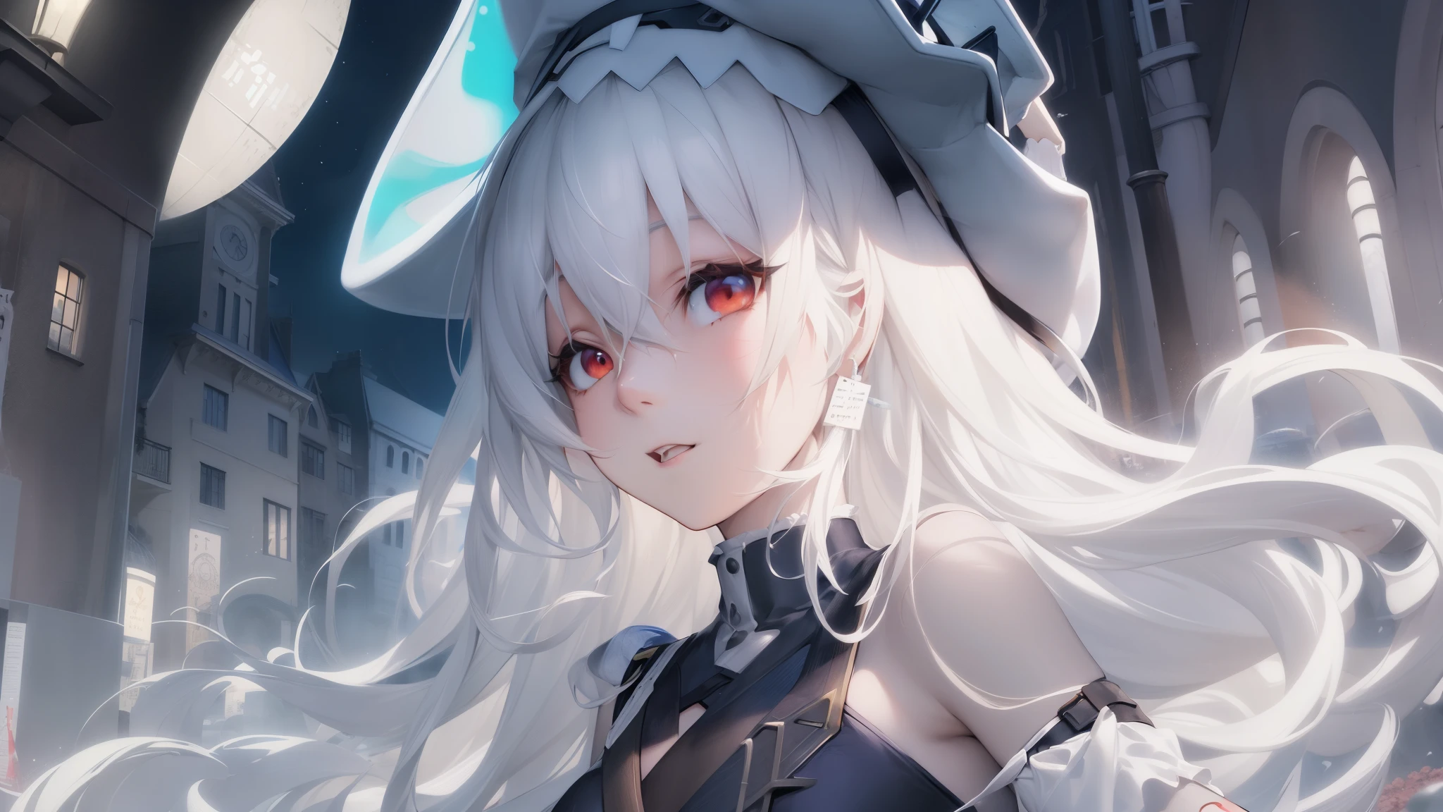 chica anime con pelo largo blanco y ojos azules en una ciudad, detailed arte animado digital, chica con pelo blanco, guweiz en pixiv artstation, guweiz en artstation pixiv, estilo anime 4k, tendencia en artstation pixiv, arte detallado del personaje de anime, arte animado digital, Fondo de pantalla de arte anime 4k, Fondo de pantalla de arte anime 4K