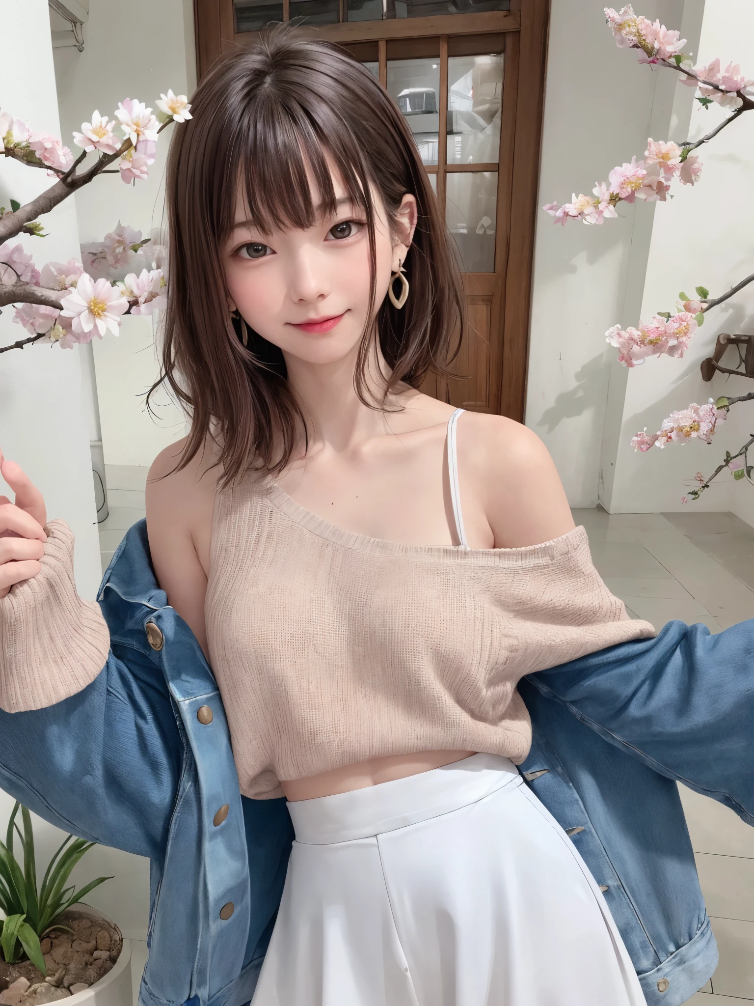 Cute 21 year old Japanese、shopping、Ultra-detailed facial features、Attention to detail、double eyelid、Beautiful thin nose、Sharp Focus:1.2、Beauty:1.4、(Light brown hair、short hair、)、Pure White Skin、highest quality、masterpiece、Ultra-high resolution、(Photorealistic:1.4)、High-definition, professional lighting、nice smile、Please show me your whole body、skirt、Colorful spring clothes、