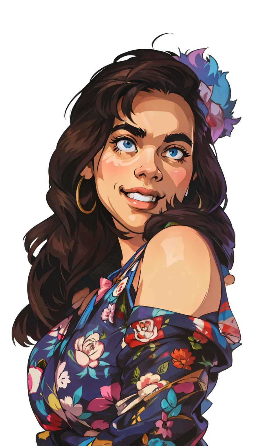 caricatura, estilo realista de mulher.