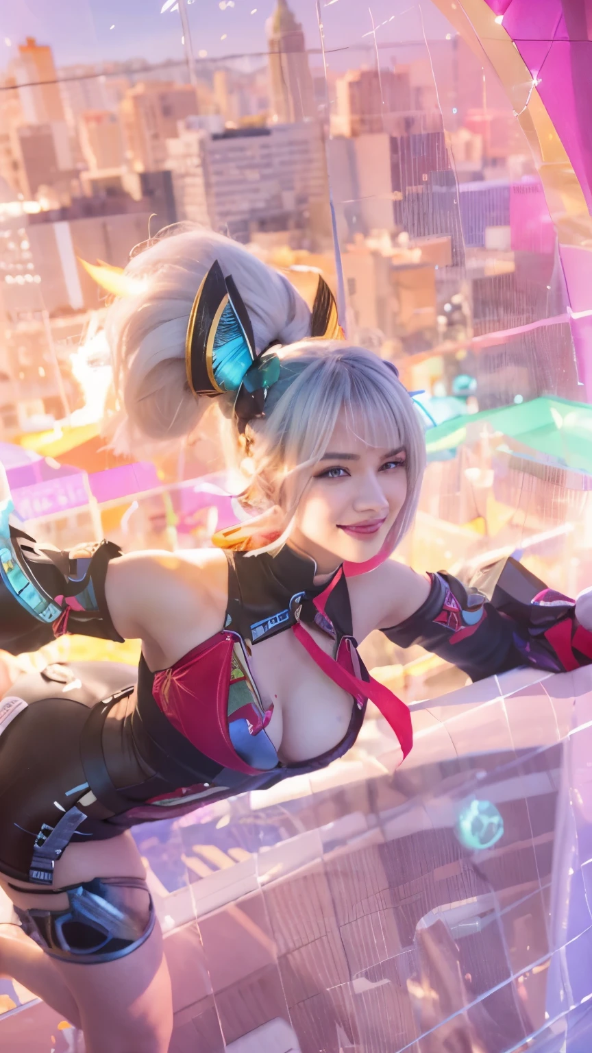 Ultra detail texture, ulta detail, ultra hight, realistic, 16k, selena (/mobile legends bang-bang/), villain smile, perfect body, bobs, full body, 1 woman, bokeh, detail eyes, detail smile, detail face