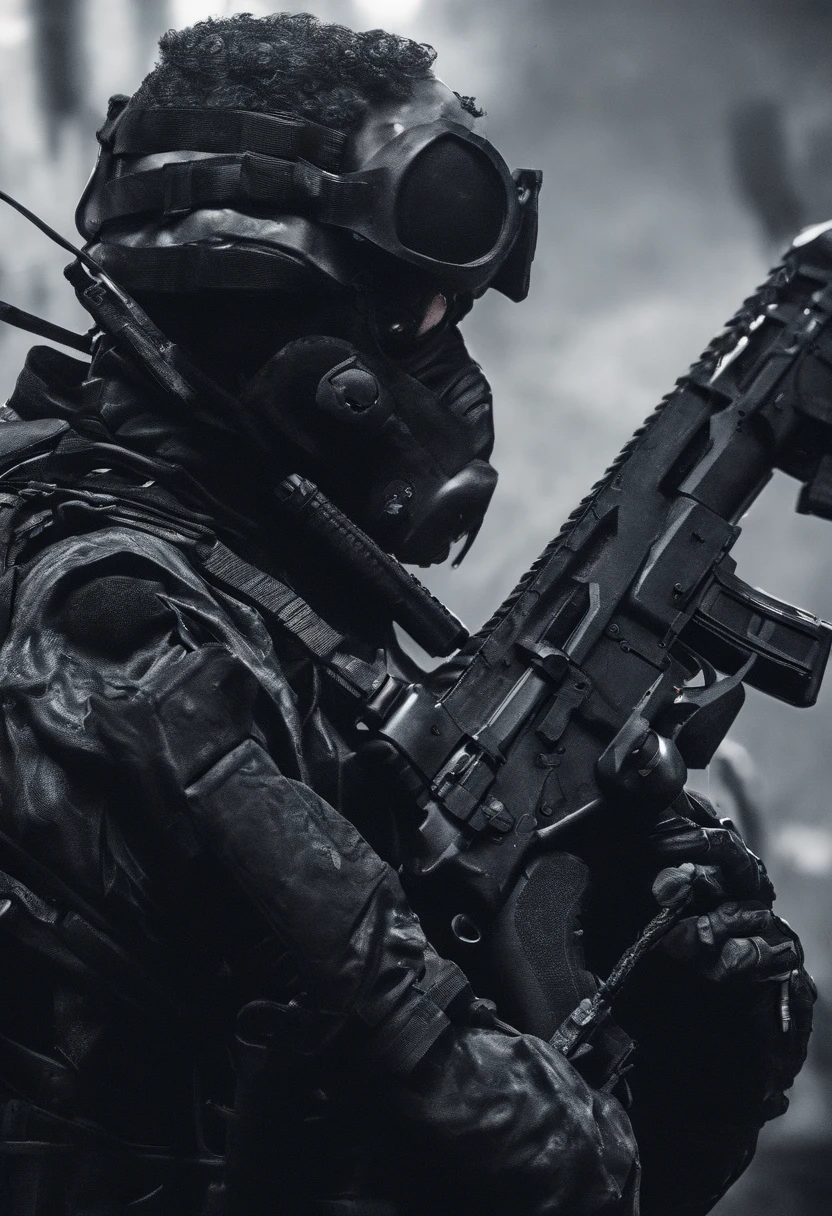 beautiful young special forces, (((olhos castanhos, cabelos pretos, de coque))), (((Wearing black special forces gear, Armadura, tactical equipment, (((weapon in hand))), BODYSHOT COMPLETO, Ciberpunk, luz neon, futurista, Surrealista, 3D vermelho, desvio para o vermelho, maxon cinema 4d |, Quaixel Megascan rendering, Apocalyptic colors, luz vermelha, futurista, 1/3, alto detalhe, qualidade ultra alta, illusory engine, 8k, LED Bulbs, global illumination, Sombras profundas, Octane rendering, 8k, ultra sharp, metal, detalhes de ornamento intrincados, Detalhes barrocos, detalhes muito intrincados, luz realista, CGSoação Trend, facing the camera, neon details