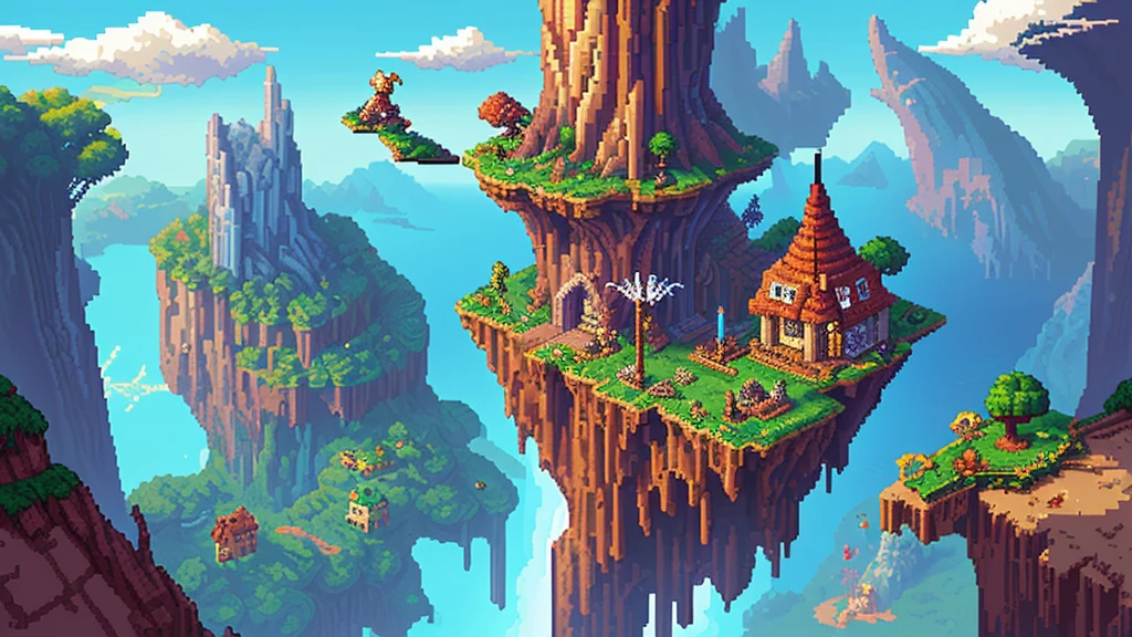 Background world Fantasy pixel art, pixel art, game retro, Splash art,